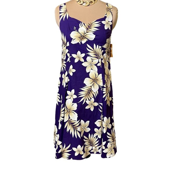 Pacific Legend Dresses & Skirts - NWT Pacific Legend Purple and White Hawaiian Cotton Fit & Flare Sun Dress Size L